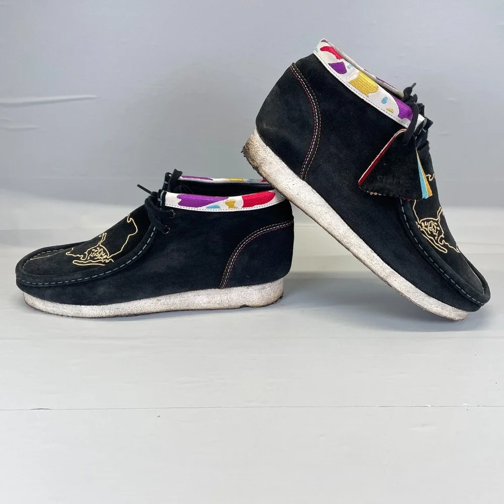 Clarks Originals One School NYC Wallabee Shoes Mens Size 10 M Black Suede Boots